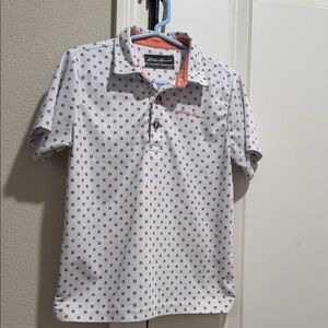 Eddie Bauer White Polo with Black and Red Accents